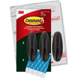 Outdoor Large Bronze Hooks, Holds up to 5 lb, 3 Hooks and 4 Command Strips